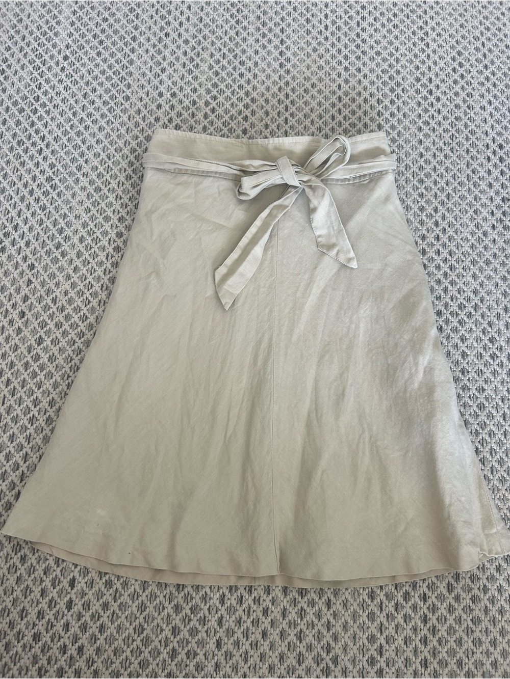 Classic A-Line Skirt in Light Beige- removable belt
